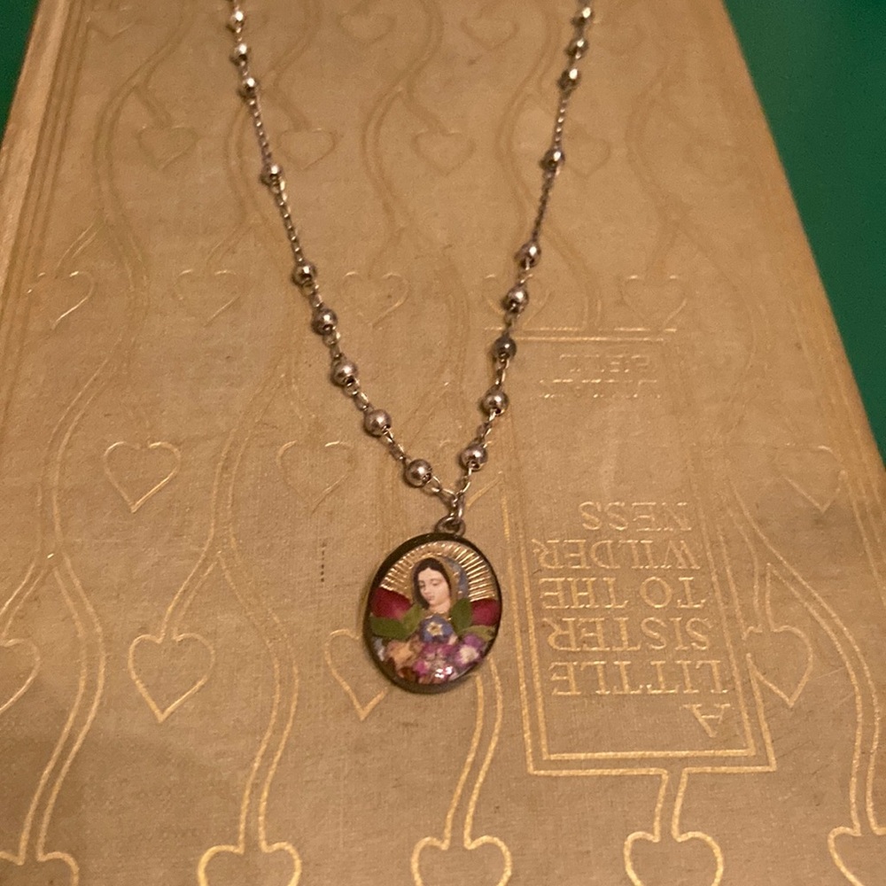 Our lady of guadalupe sterling floral necklace Virgin Mary
